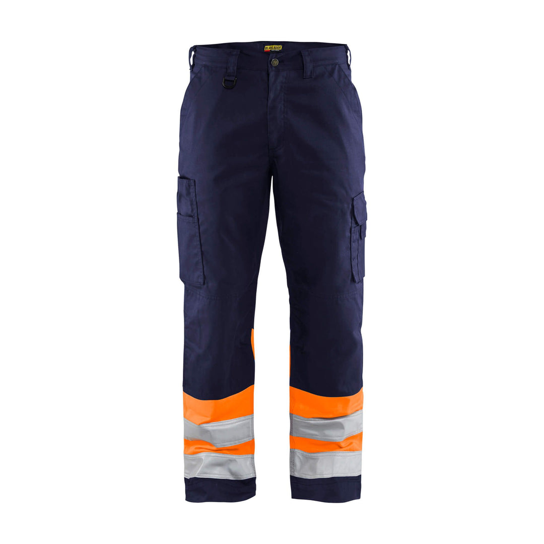 Blaklader 15641811 Hi-Vis Work Trousers Navy Blue/Orange Main #colour_navy-blue-orange