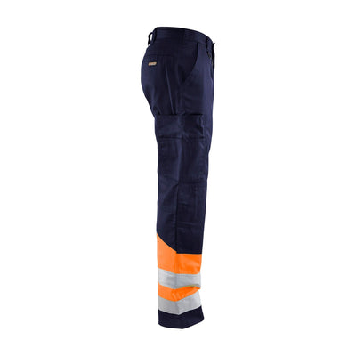 Blaklader 15641811 Hi-Vis Work Trousers Navy Blue/Orange Right #colour_navy-blue-orange