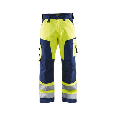 Blaklader 15661811 Hi-Vis Work Trousers Yellow/Navy Blue Main #colour_yellow-navy-blue