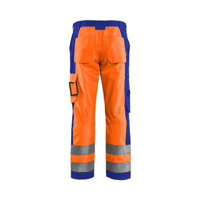Blaklader 15831860 Hi-Vis Work Trousers Orange/Cornflower Blue Rear #colour_orange-cornflower-blue
