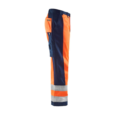 Blaklader 15831860 Hi-Vis Work Trousers Orange/Navy Blue Right #colour_orange-navy-blue