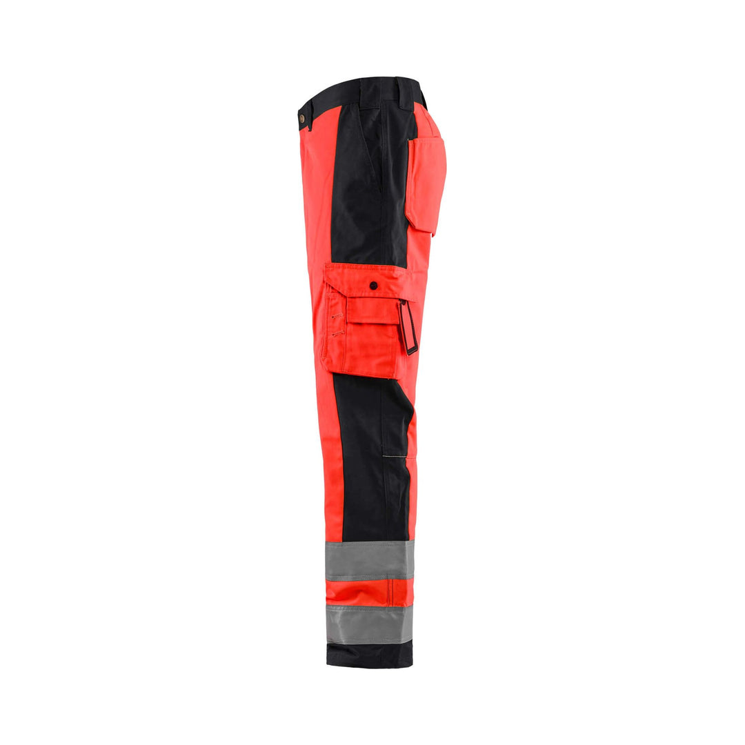 Blaklader 15831860 Hi-Vis Work Trousers Red/Black Left #colour_red-black