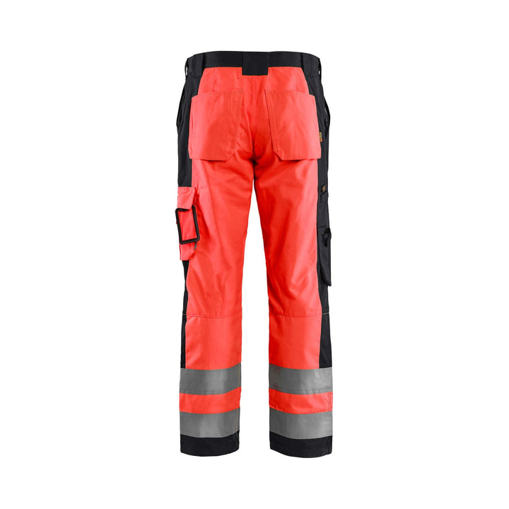 Blaklader 15831860 Hi-Vis Work Trousers Red/Black Rear #colour_red-black