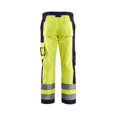 Blaklader 15831860 Hi-Vis Work Trousers Yellow/Navy Blue Rear #colour_yellow-navy-blue
