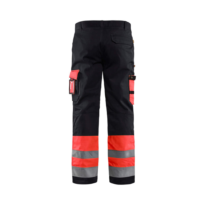 Blaklader 15841860 Hi-Vis Work Trousers Red/Black Rear #colour_red-black