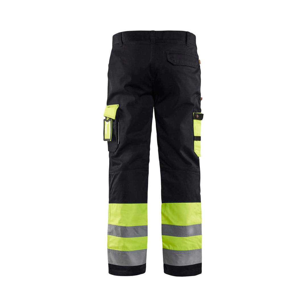 Blaklader 15841860 Hi-Vis Work Trousers Yellow/Black Rear #colour_yellow-black