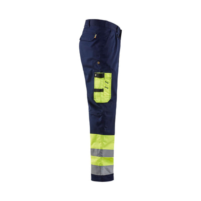 Blaklader 15841860 Hi-Vis Work Trousers Yellow/Navy Blue Right #colour_yellow-navy-blue