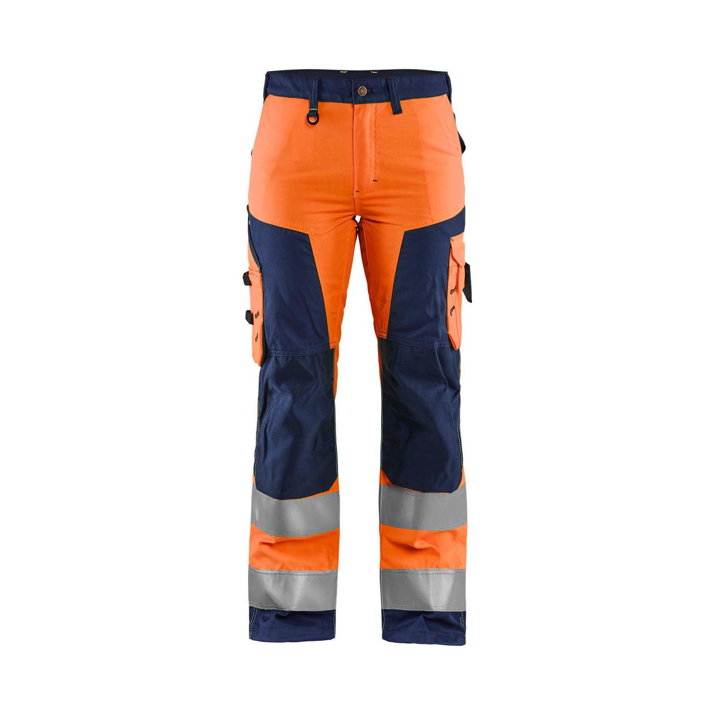 Blaklader 71551811 Hi-Vis Work Trousers Orange/Navy Blue Main #colour_orange-navy-blue