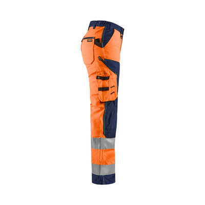 Blaklader 71551811 Hi-Vis Work Trousers Orange/Navy Blue Right #colour_orange-navy-blue