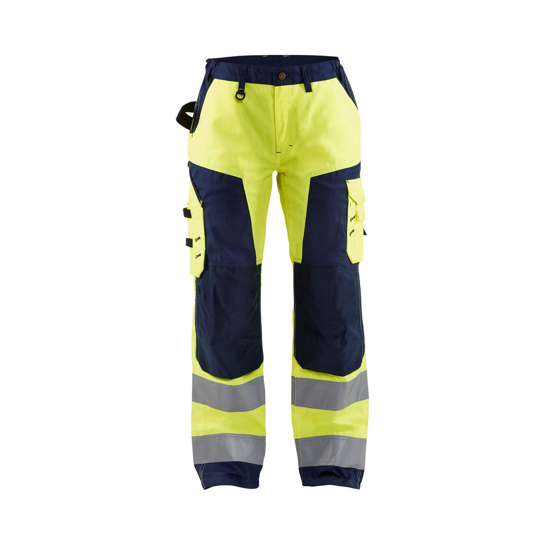 Blaklader 71551811 Hi-Vis Work Trousers Yellow/Navy Blue Main
