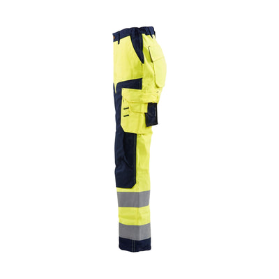 Blaklader 71551811 Hi-Vis Work Trousers Yellow/Navy Blue Left #colour_yellow-navy-blue