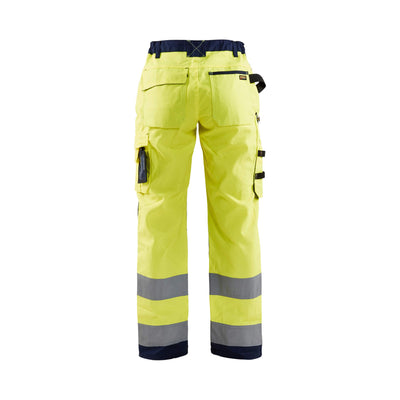 Blaklader 71551811 Hi-Vis Work Trousers Yellow/Navy Blue Rear #colour_yellow-navy-blue