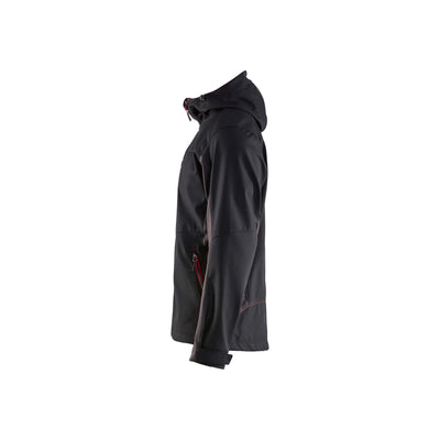 Blaklader 47532516 Hooded Softshell Jacket Black/Red Left #colour_black-red