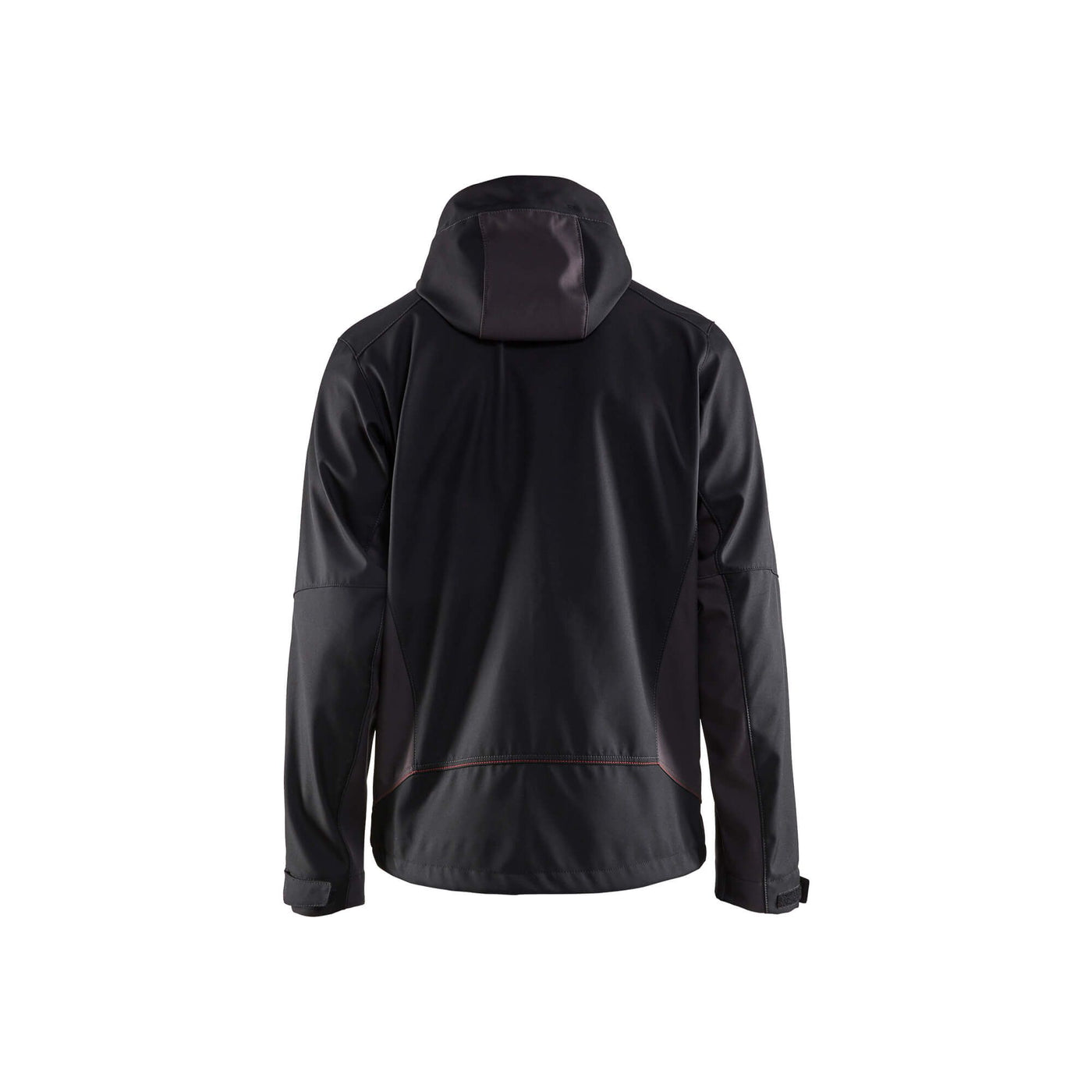Blaklader 47532516 Hooded Softshell Jacket Black/Red Rear #colour_black-red