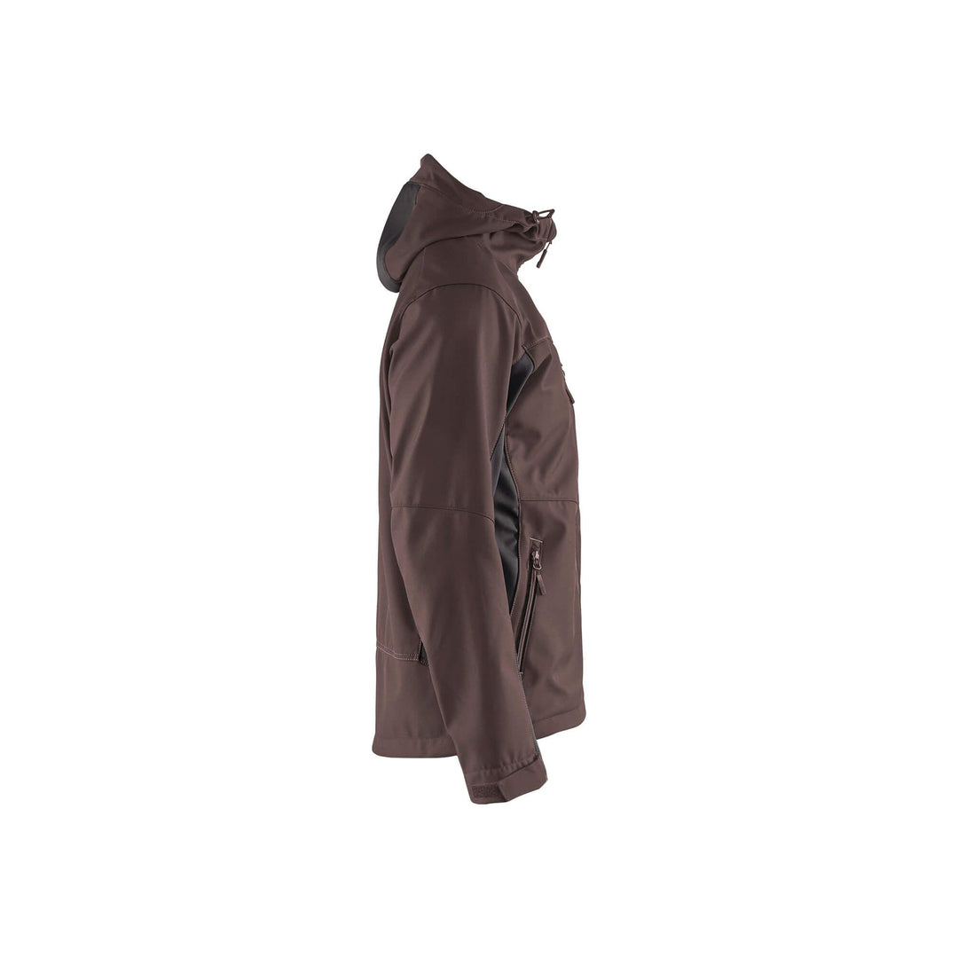 Blaklader 47532516 Hooded Softshell Jacket Brown/Black Right #colour_brown-black