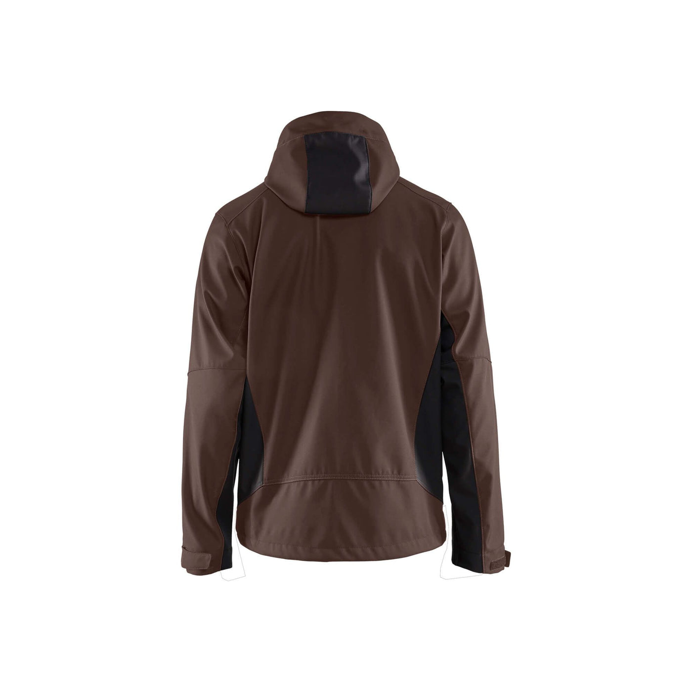 Blaklader 47532516 Hooded Softshell Jacket Brown/Black Rear #colour_brown-black