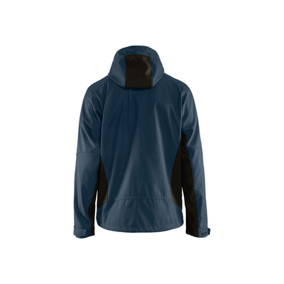 Blaklader 47532516 Hooded Softshell Jacket Dark Navy Blue/Black Rear #colour_dark-navy-black