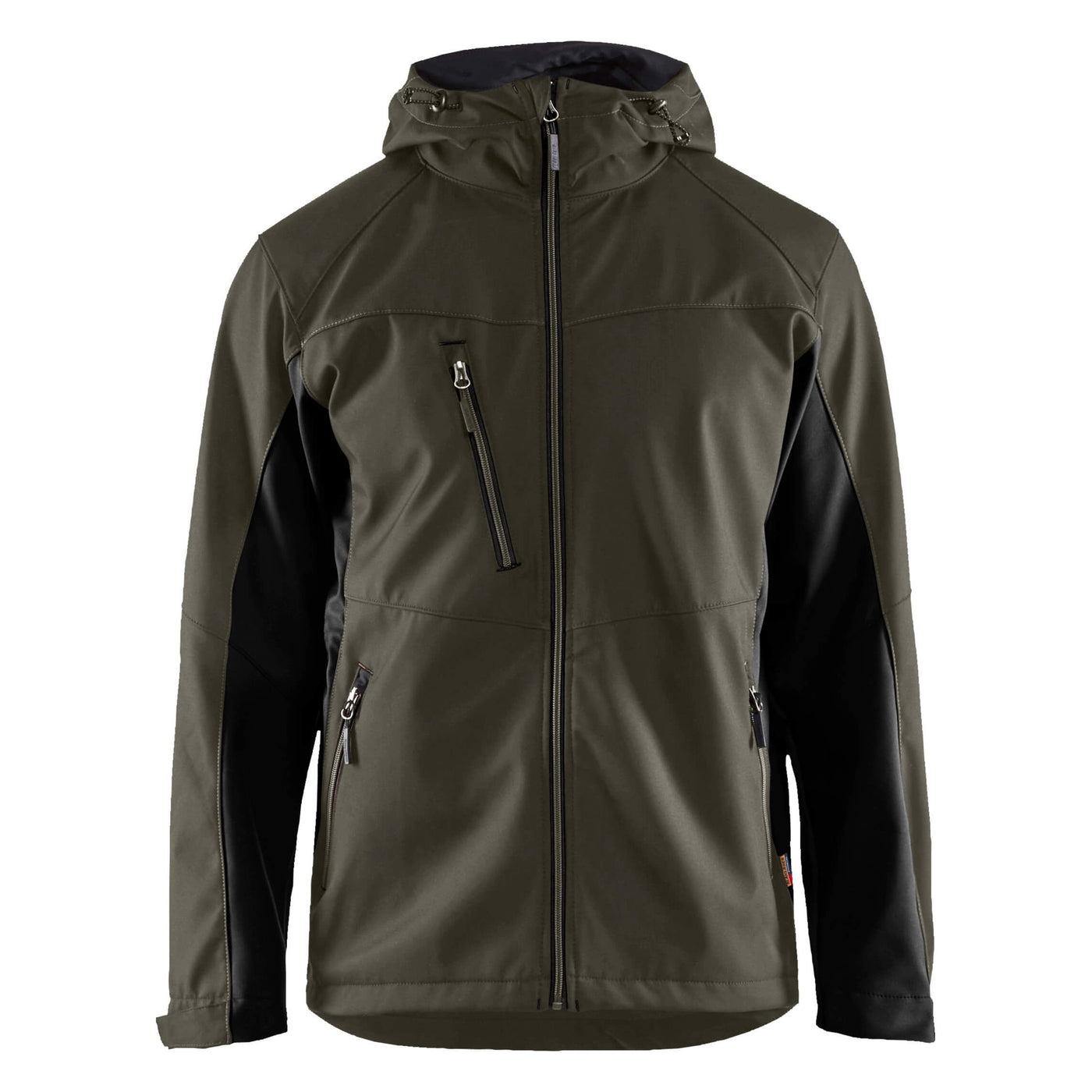 Blaklader 47532516 Hooded Softshell Jacket Dark Olive Green/Black Main #colour_dark-olive-green-black