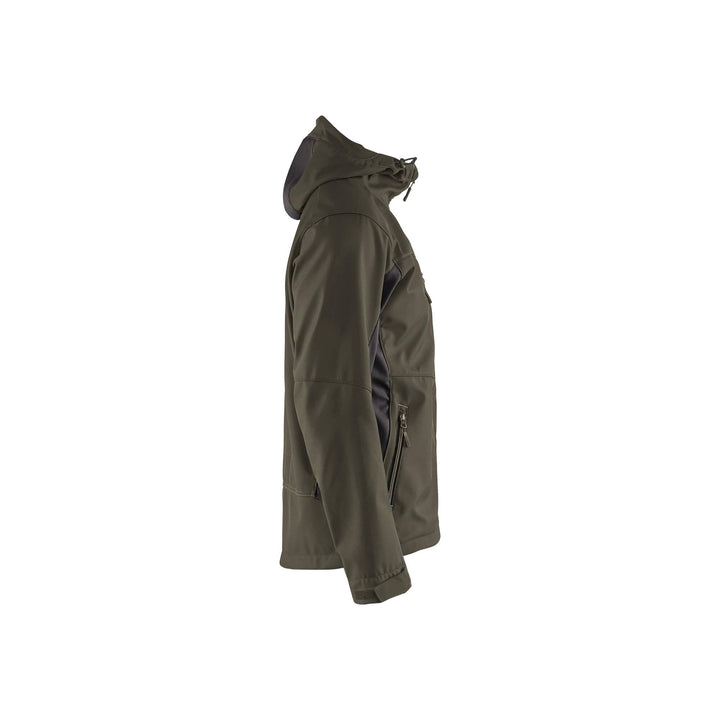 Blaklader 47532516 Hooded Softshell Jacket Dark Olive Green/Black Right #colour_dark-olive-green-black