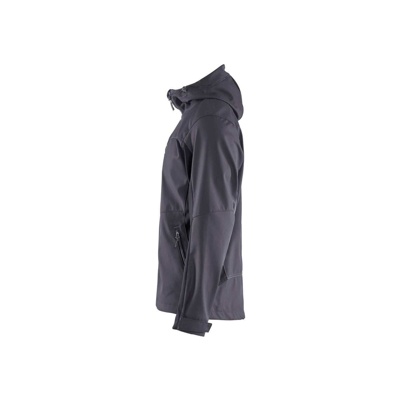 Blaklader 47532516 Hooded Softshell Jacket Mid Grey/Black Left #colour_mid-grey-black