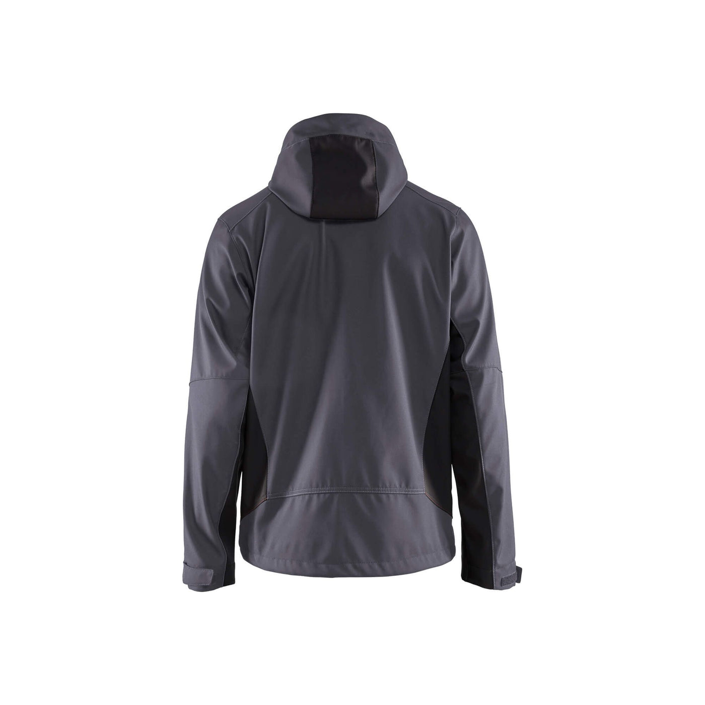 Blaklader 47532516 Hooded Softshell Jacket Mid Grey/Black Rear #colour_mid-grey-black
