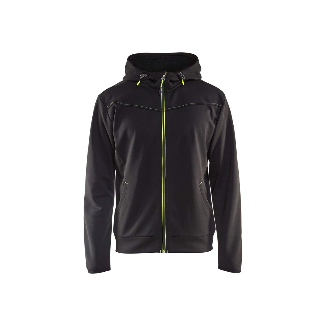 Blaklader 33632526 Hoodie Full Zip Black/Hi-Vis Yellow Main #colour_black-yellow