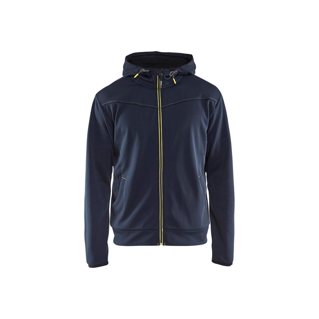 Blaklader 33632526 Hoodie Full Zip Dark Navy Blue/Yellow Main #colour_dark-navy-blue-yellow