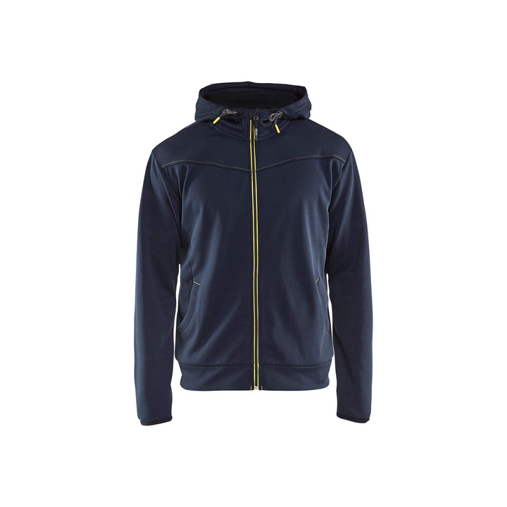 Blaklader 33632526 Hoodie Full Zip Dark Navy Blue/Yellow Main #colour_dark-navy-blue-yellow