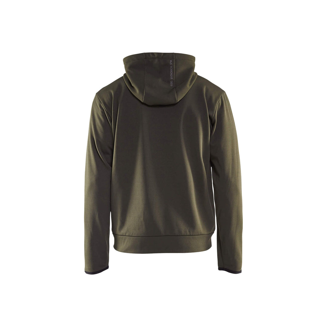 Blaklader 33632526 Hoodie Full Zip Dark Olive Green/Black Rear #colour_dark-olive-green-black