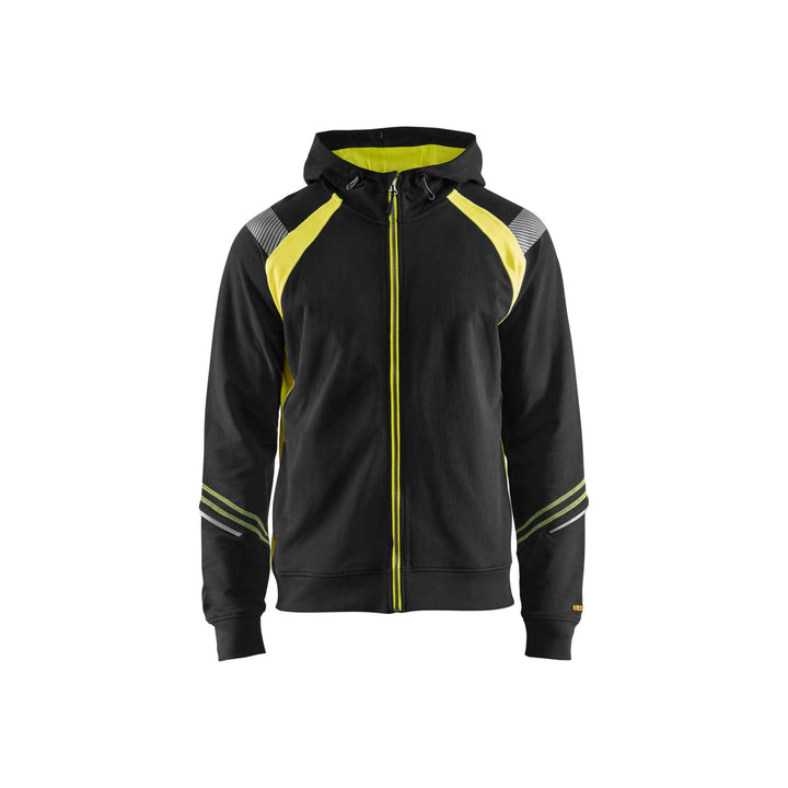 Blaklader 34331158 Hoodie Full Zip Black/Hi-Vis Yellow Main #colour_black-yellow