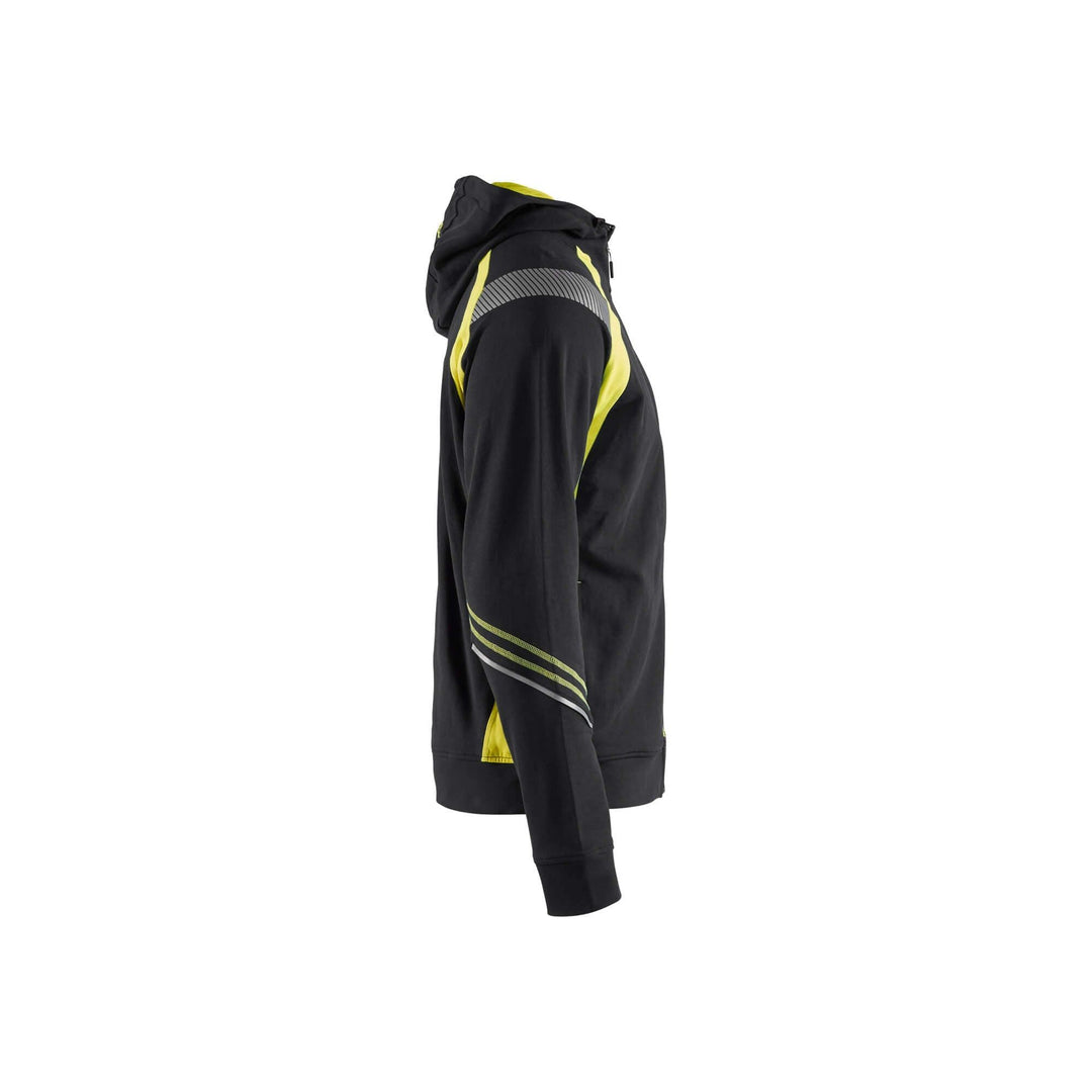 Blaklader 34331158 Hoodie Full Zip Black/Hi-Vis Yellow Right #colour_black-yellow