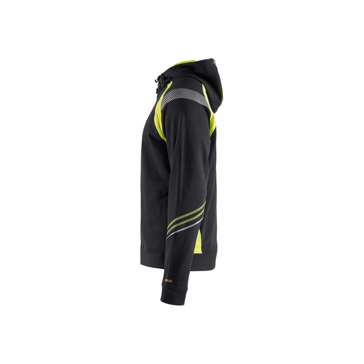 Blaklader 34331158 Hoodie Full Zip Black/Hi-Vis Yellow Left #colour_black-yellow