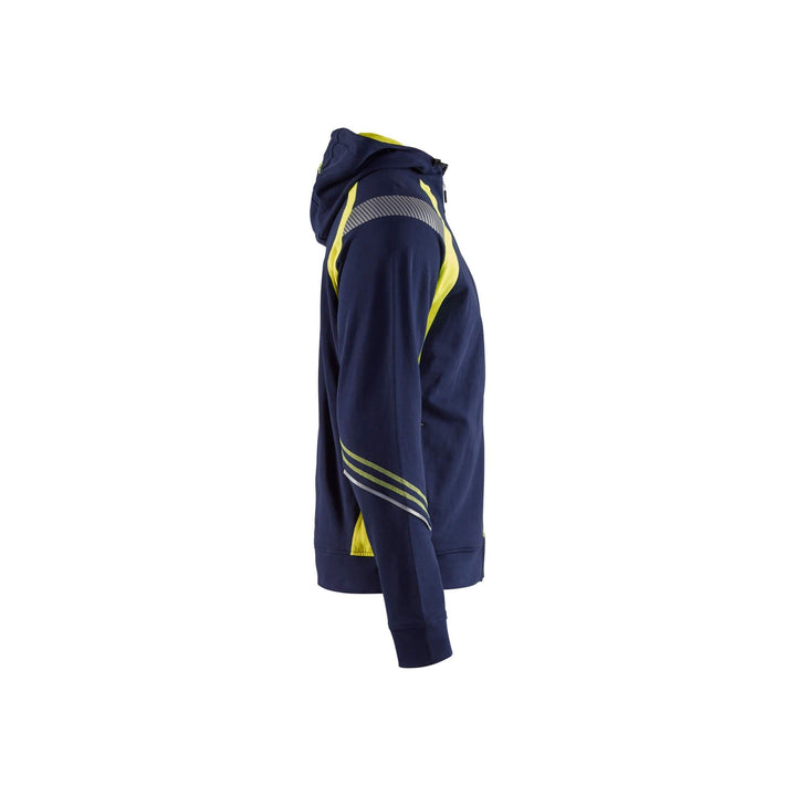 Blaklader 34331158 Hoodie Full Zip Navy Blue/Hi-Vis Yellow Right #colour_navy-blue-yellow