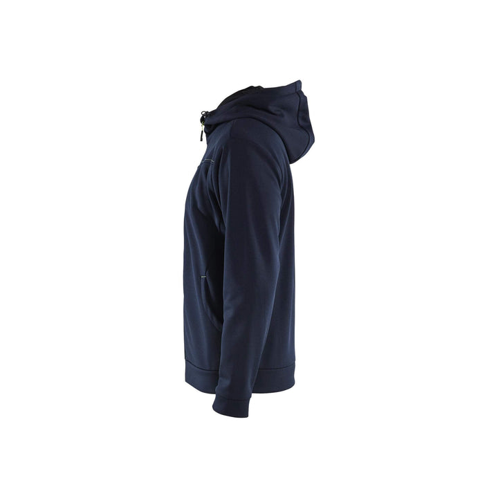 Blaklader 33632526 Hoodie Full Zip Dark Navy Blue/Hi-Vis Yellow Left #colour_dark-navy-yellow