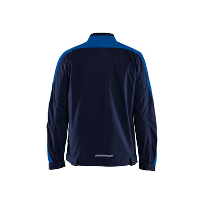 Blaklader 44441832 Industry Jacket Stretch Navy Blue/Cornflower Blue Rear #colour_navy-blue-cornflower-blue