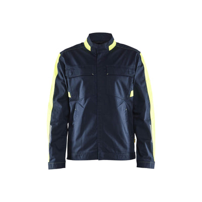 Blaklader 44441832 Industry Jacket Stretch Dark Navy Blue/Hi-Vis Yellow Main #colour_dark-navy-blue-hi-vis-yellow