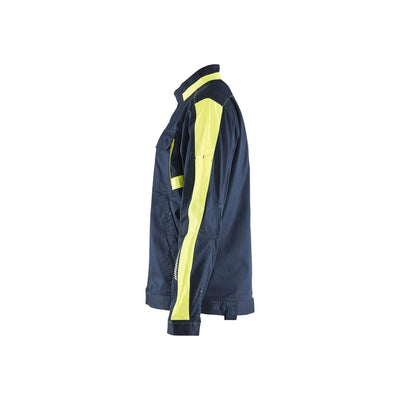 Blaklader 44441832 Industry Jacket Stretch Dark Navy Blue/Hi-Vis Yellow Left #colour_dark-navy-blue-hi-vis-yellow