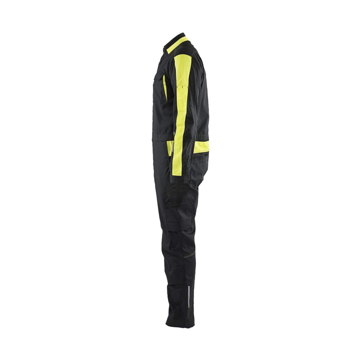 Blaklader 61441832 Industry Overalls Stretch Black/Hi-Vis Yellow Left #colour_black-hi-vis-yellow