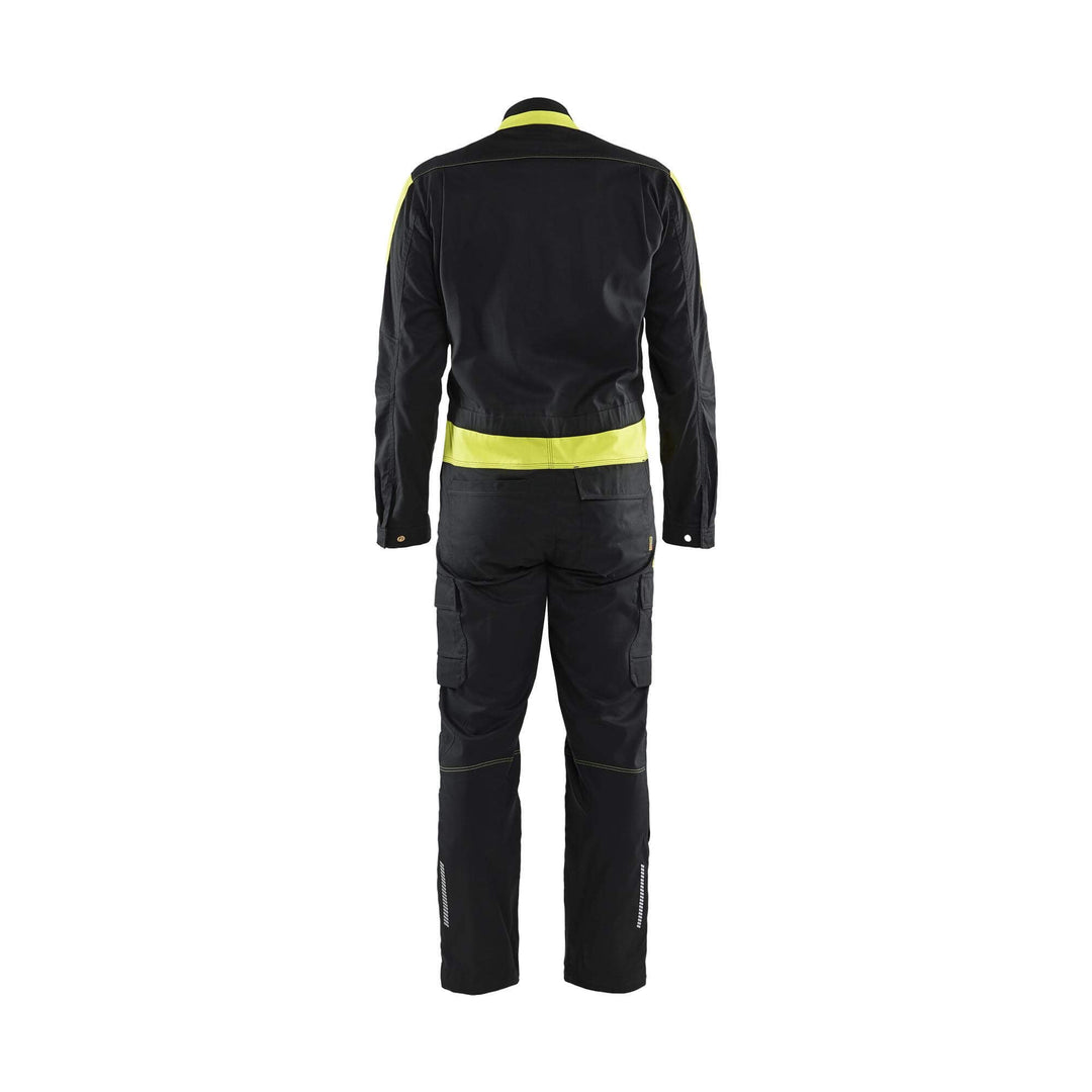 Blaklader 61441832 Industry Overalls Stretch Black/Hi-Vis Yellow Rear #colour_black-hi-vis-yellow