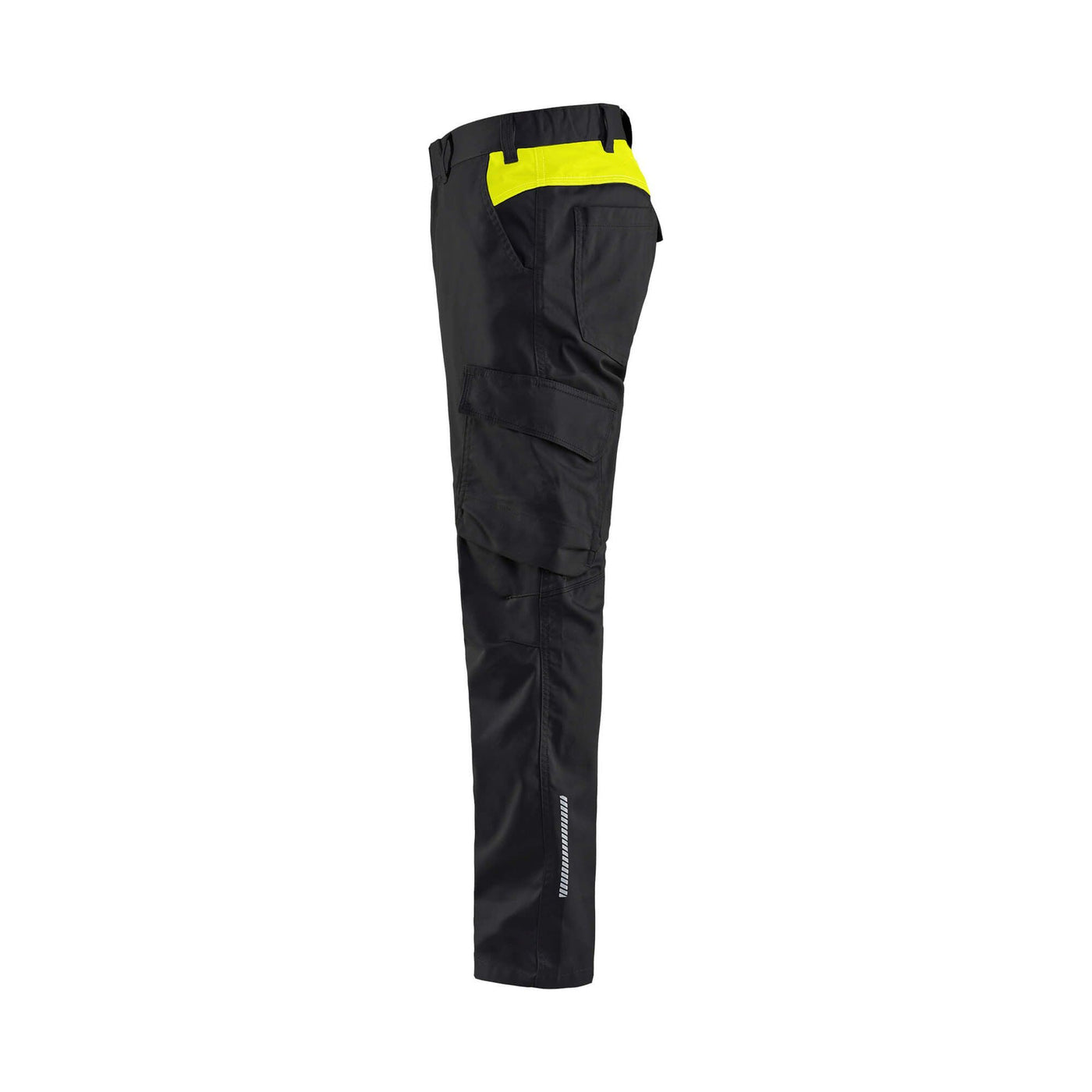 Blaklader 14441832 Industry Trousers Stretch Black/Hi-Vis Yellow Left #colour_black-hi-vis-yellow