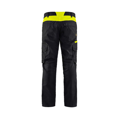 Blaklader 14441832 Industry Trousers Stretch Black/Hi-Vis Yellow Rear #colour_black-hi-vis-yellow