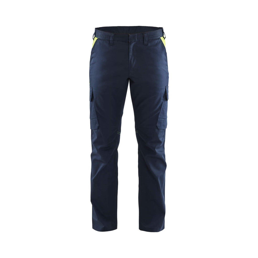 Blaklader 14441832 Industry Trousers Stretch Dark Navy Blue/Hi-Vis Yellow Main #colour_dark-navy-blue-hi-vis-yellow