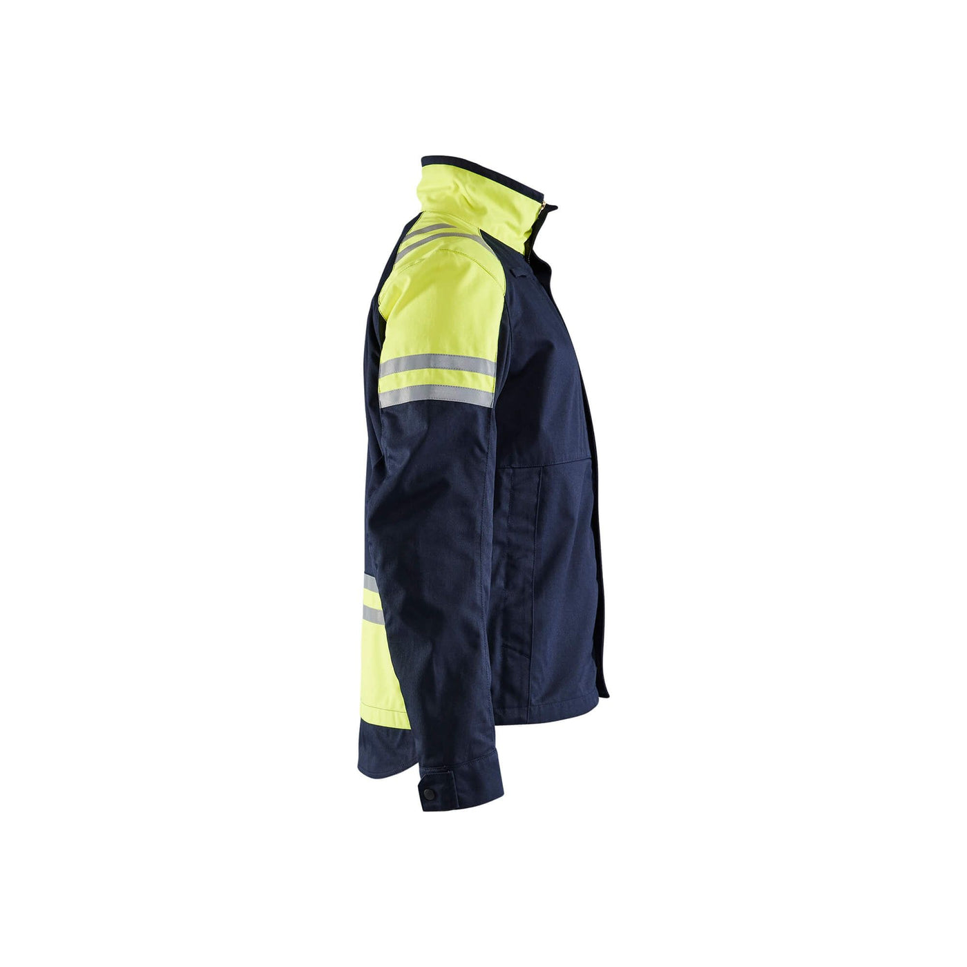 Blaklader 45051519 Jacket Inherent Steel Navy Blue/Hi-Vis Yellow Right #colour_navy-blue-hi-vis-yellow