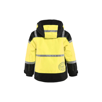 Blaklader 48581977 Kids Winter Jacket Black/Hi-Vis Yellow Rear #colour_black-yellow