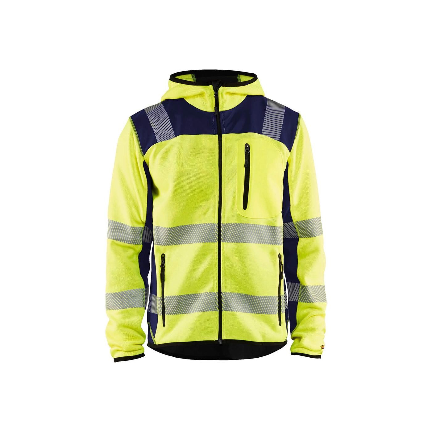 Blaklader 49232120 Knitted Hi-Vis Jacket Yellow/Navy Blue Main #colour_yellow-navy-blue