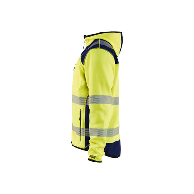 Blaklader 49232120 Knitted Hi-Vis Jacket Yellow/Navy Blue Left #colour_yellow-navy-blue