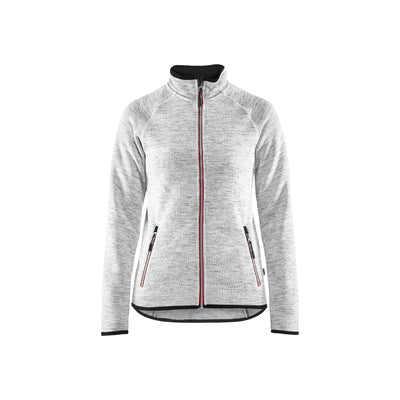 Blaklader 49122117 Knitted Jacket Grey Melange/Red Main #colour_grey-melange-red