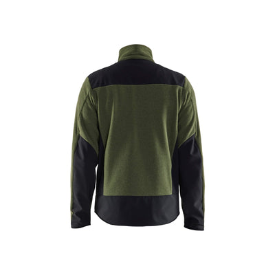 Blaklader 59422536 Knitted Jacket With Softshell Autumn Green/Black Rear #colour_autumn-green-black