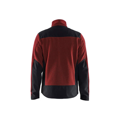 Blaklader 59422536 Knitted Jacket With Softshell Burned Red/Black Rear #colour_burned-red-black