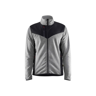 Blaklader 59422536 Knitted Jacket With Softshell Grey Melange/Black Main #colour_grey-melange-black